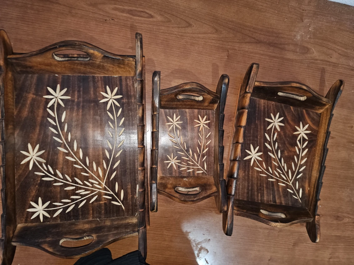 Wooden Serving Tray Set- Wooden Trays for Kitchen/Table & Home